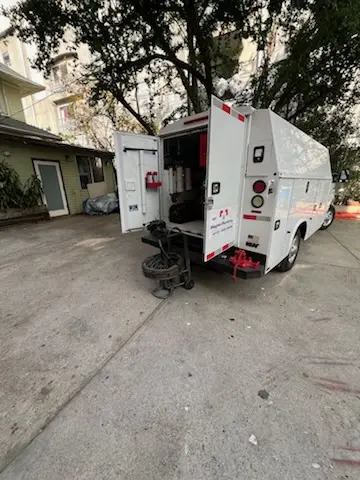 Magnet Plumbing service vehicle on-site for Slab Leak Repair in Audubon Park